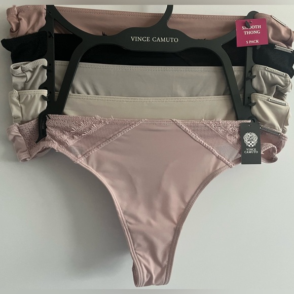 Vince Camuto Stretch Smooth and Silky 5 pc Thong Set in solid colors - Picture 1 of 9